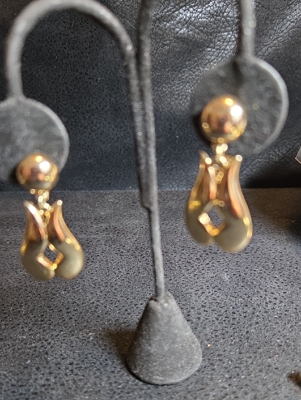 Vintage Monet Gold-tone Drop Clip On Earrings with Cutout Detail